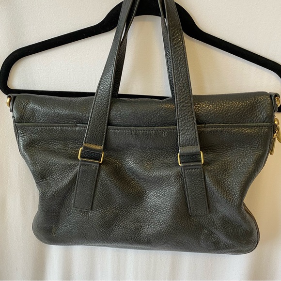 FOSSIL PRESTON FOLDED OVER LEATHER TOTE BLACK - Picture 2 of 13